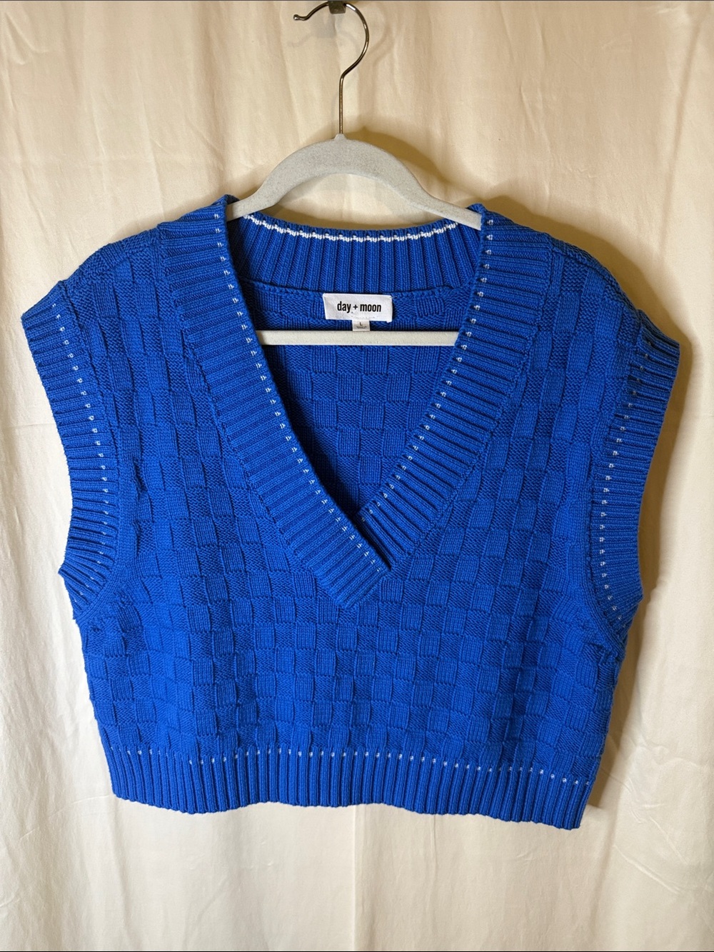 day + moon Cobalt Blue V-Neck Knit Sweater Vest